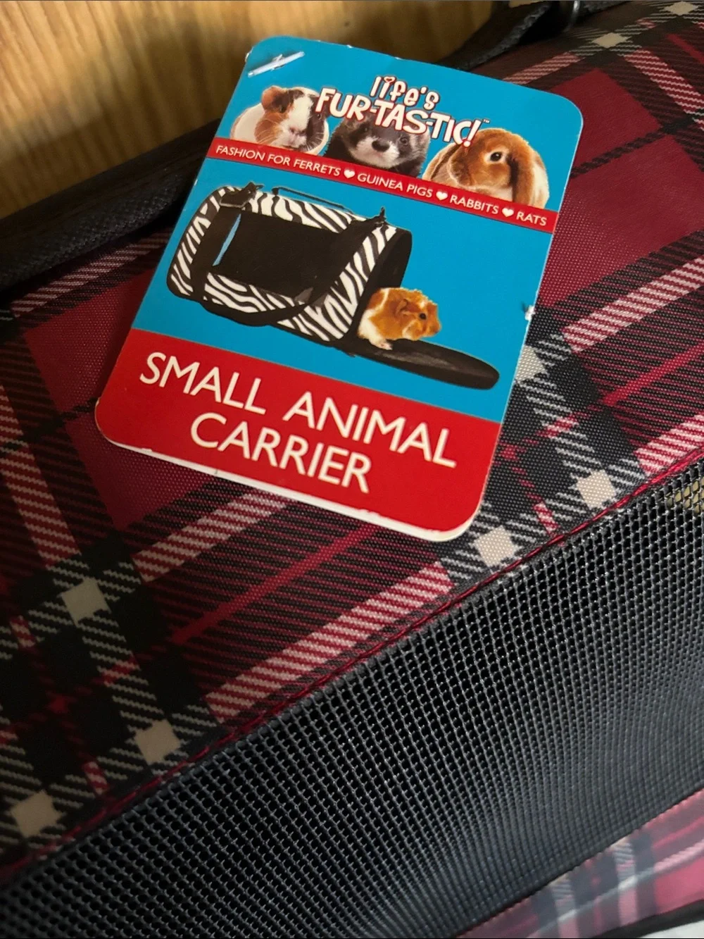 Red Plaid Pet Carrier Bag